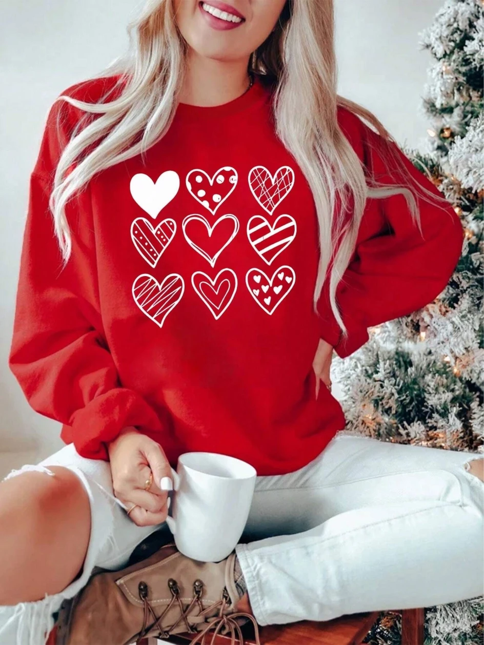 Winter Clothing Drawing - Einfache Linien Herz Zeichnung Druck Frauen