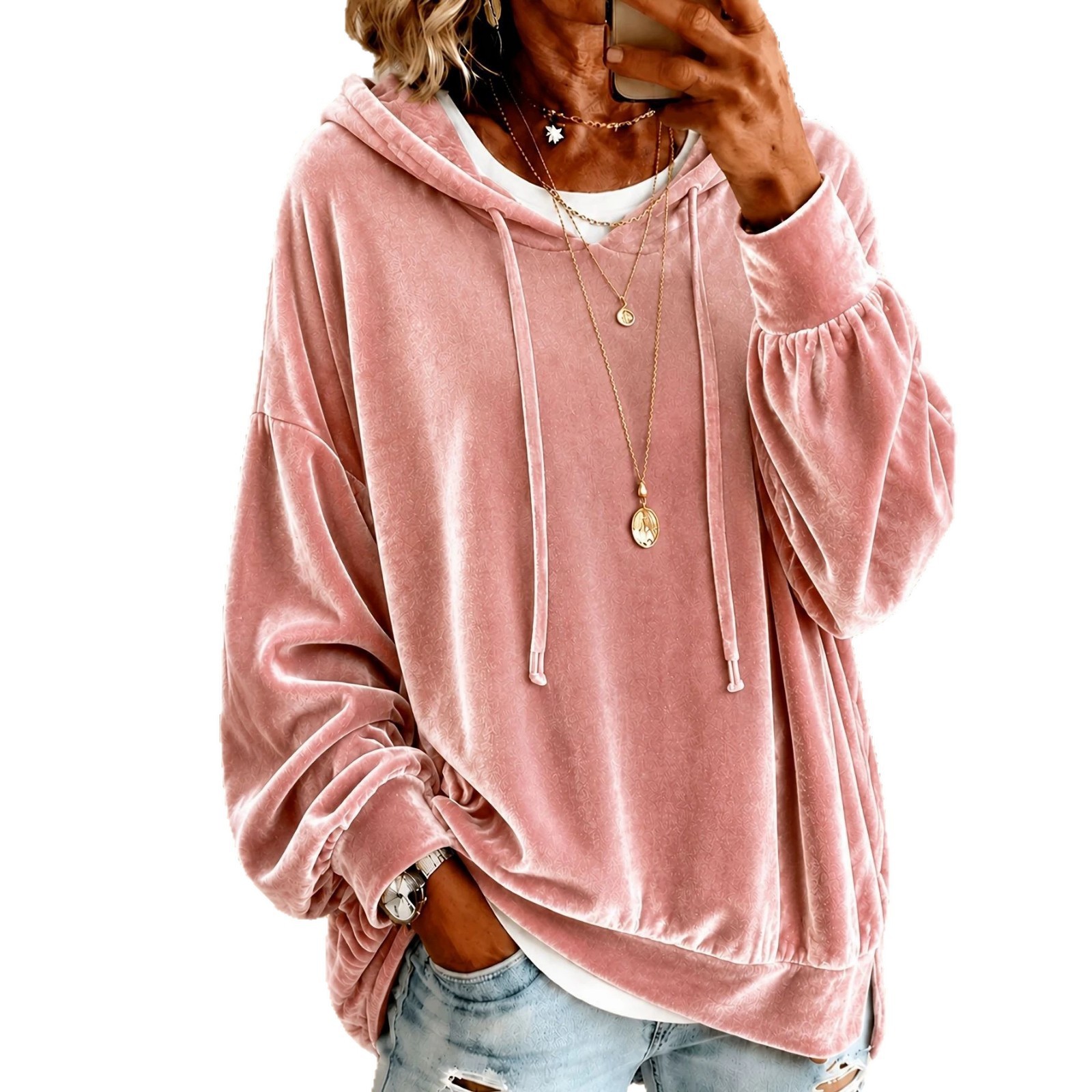 Damen-Fleece-Hoodie mit langen – Winter Clothing Drawing Bewertung und Preis