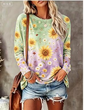Damen-Langarm-T-Shirt mit Farb – Winter Clothing For Women Bewertung und Preis