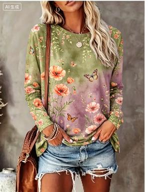 Damen-Langarm-T-Shirt mit Farb – Winter Clothing For Women Bewertung und Preis